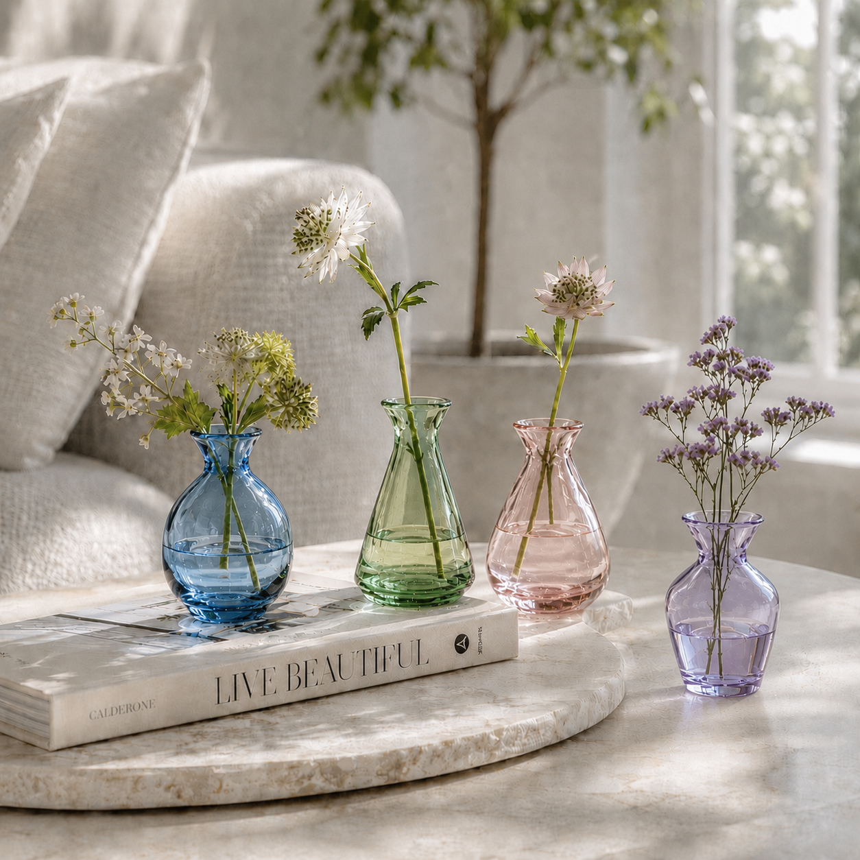 Assorted Color Mini Glass Flower Vases for Home Wedding and Event Decor