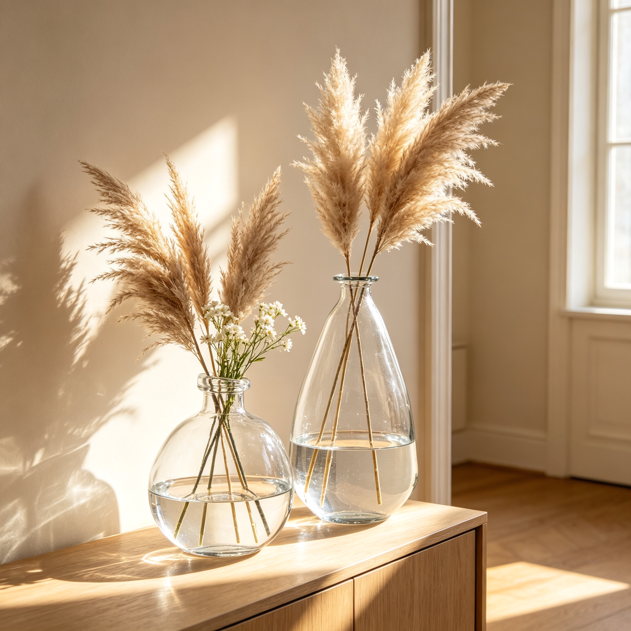 Clear Glass Vase Collection with Round and Teardrop Silhouettes