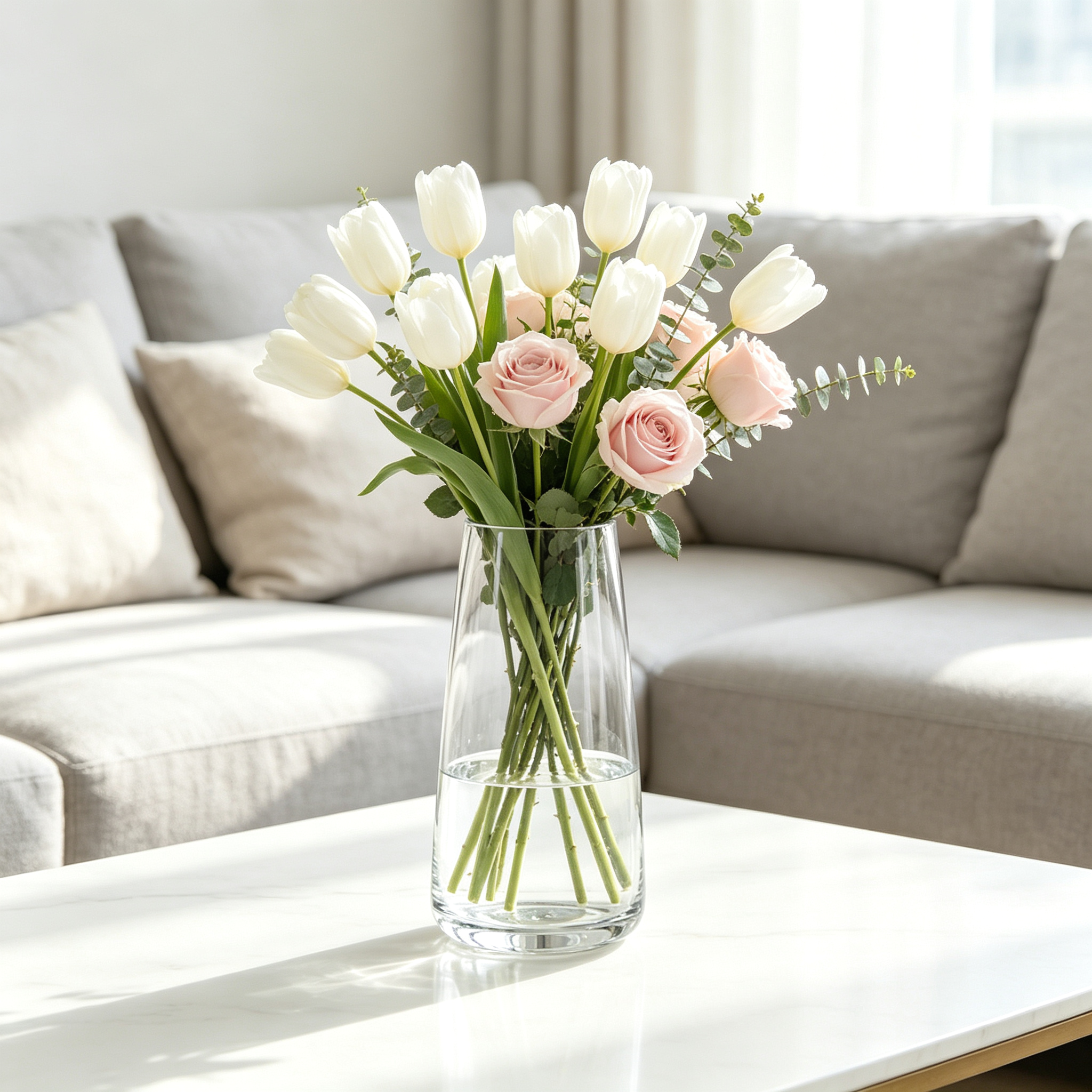 Clear Tapered Glass Flower Vase for Bouquets and Home Decor