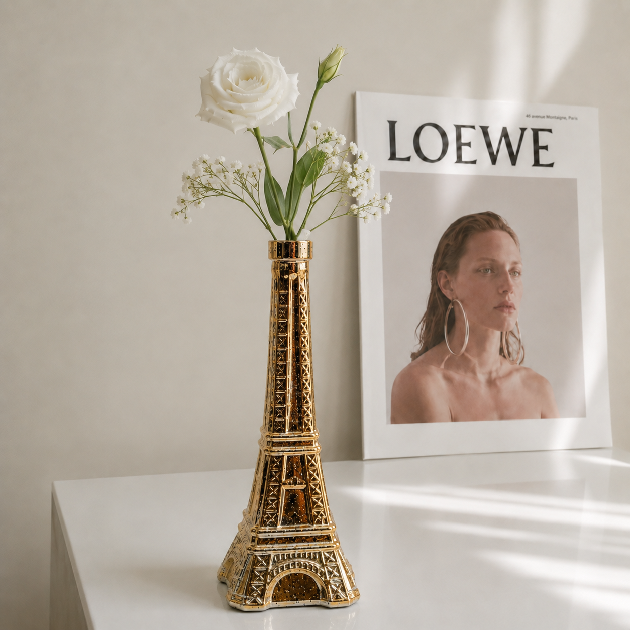 Gold and Silver Eiffel Tower Glass Bud Vase Set in 3 Sizes